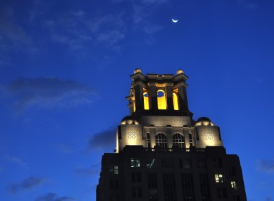 Gothic Atlanta with crescent moon from the 50th floor of the Westin Hotel