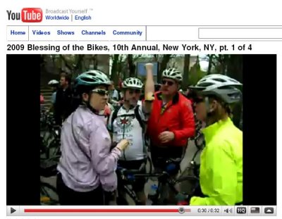 The Eleventh Annual New York City Blessing of the Bicycles (L-R Andrea Mercado, Daniel F. Lieberman, John T. Chiarella and Andrea Casertano)