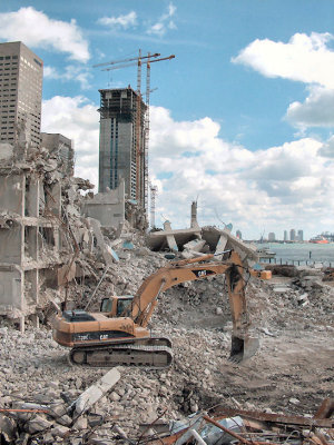 Building--Destruction of one; construction of the other