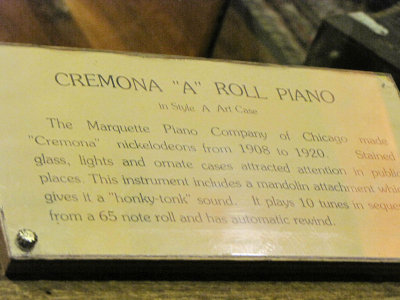  The Cremona Piano Kickelodion Sign