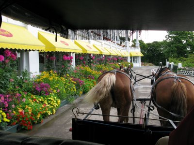 Riding the horse carraige from the Grand Hotel