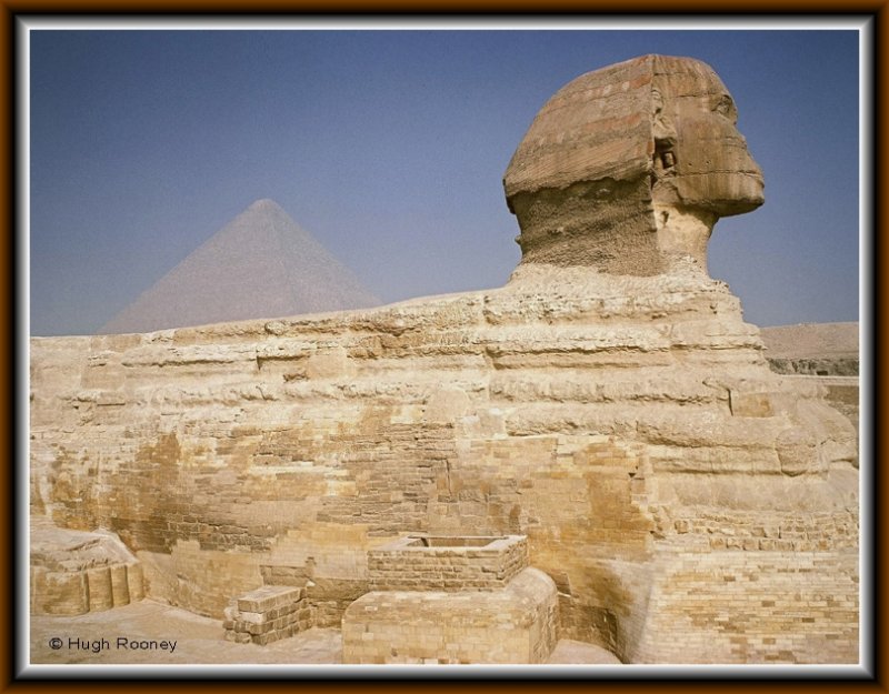 EGYPT - THE SPHINX  AND THE GREAT  PYRAMID OF PHARAOH KHUFU
