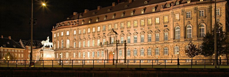 Christiansborg Palace on Election Night panorama