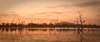 Sunrise at Sleeping Buddha Rock in Lake Kununurra