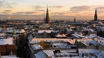 Snowy rooftops of Copenhagen