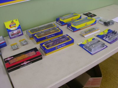 Raffle prizes from Athearn, Details West, ExactRail & Intermountain shown here.