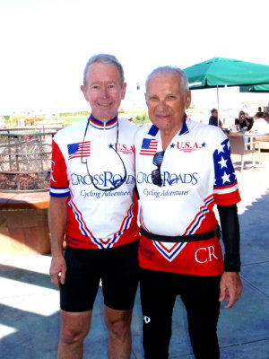 Jim and Walter show off their matching Cross Roads Jerseys