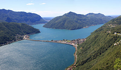 View to Melide and lake Lugano