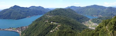 View from San Salvtore (912 m) to Village Figino, Carona und Melide