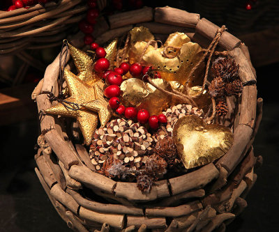 A basket full of Christmas goods