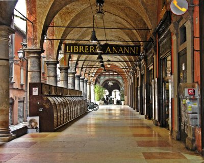 One of the arcades in Palazzo Dei Banchi