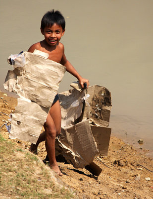 Cleaning up the river beach