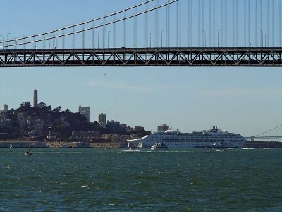Cruise Ship, Coit Tower & the Bay Bridge