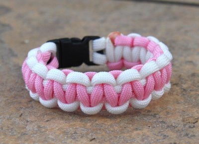 Breast Cancer Awareness Bracelet in 550 paracord pink and white