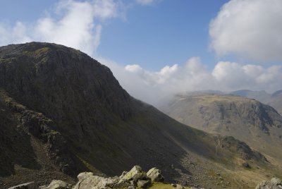 mists rising between Great Gable and Kirk Fell