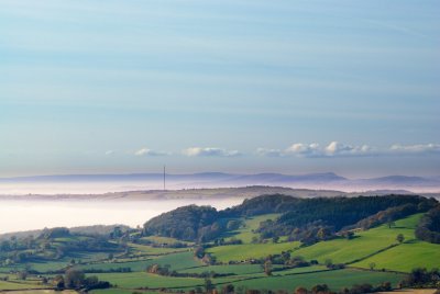 westwards towards Wales from Malvern Hills over mists