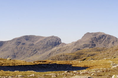 Scafell, Scafell Pike and Long End from 3 tarns pass - somewhat dominate the central fells