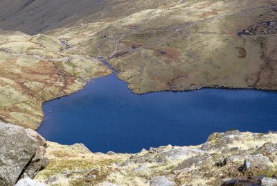 Angle tarn - division of return routes beyond, left for Langdales, right for Rossett gully; wish I had gone left!