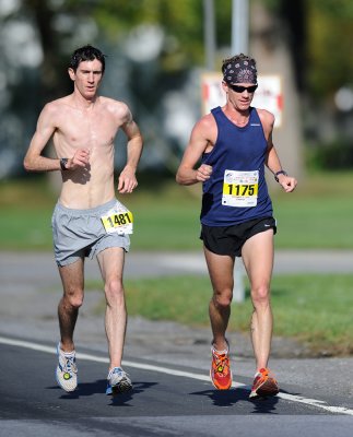 Joshua Perks (left, 4th place, 1:19:45) and Michael Cofffey (right, 9th place, 1:21:20)