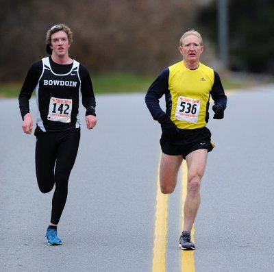 5 Mile Race - Mike Slinskey (right) and James Boeding (left) fighting for third place.