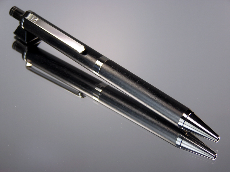 Gabon Ebony Black Titanium Gel or Ballpoint Click Pen