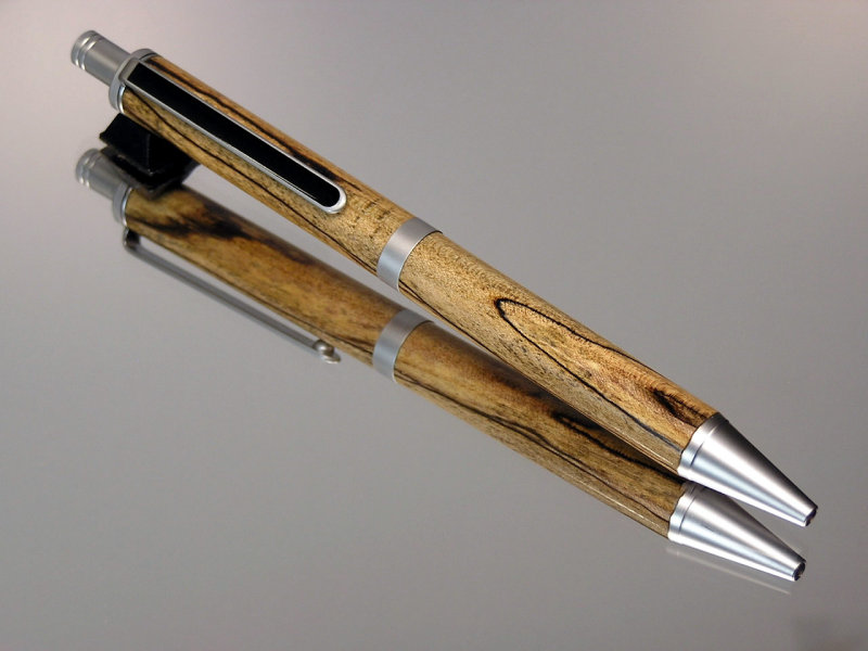 Splated Maple Gel or Ballpoint Click Pen Brushed Satin Hardware