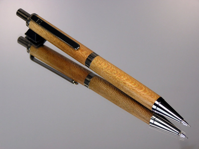 Matching Spalted Sycamore Click Pencil Black Titanium Hardware 
