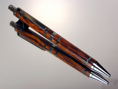 Desert Ironwood Black Titanium Turquoise Inlay Gel or Ballpoint Click Pen