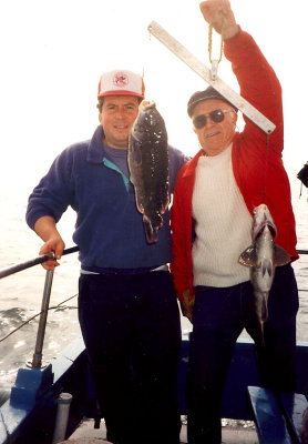 Dr Simpson and Russ with some big tautogs (blackfish)