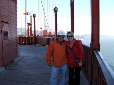 San Francisco - on the Golden Gate Bridge with a worker