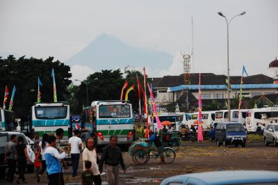 Large square in front of the Kraton Palace, Mt. Merapi in the background