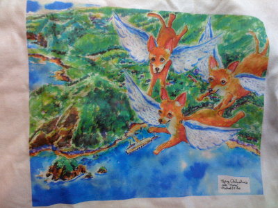 Flying Chihuahuas over Hana- T Shirt Picture