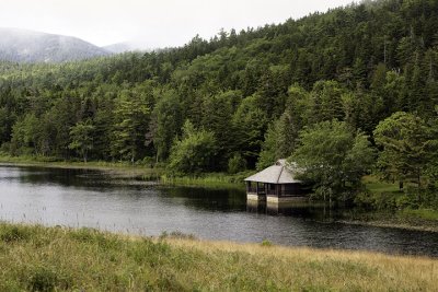 The Boathouse on Little Long Pond, Foggy Background