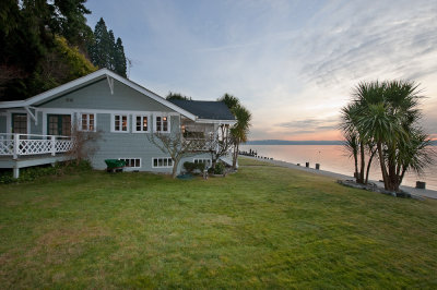 Exterior and Puget Sound sunrise