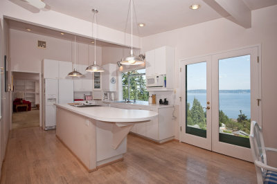 Kitchen and view of Puget Sound