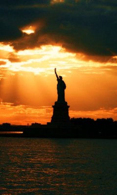 liberty at sunset