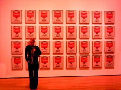 lady on warhol's campbell soup