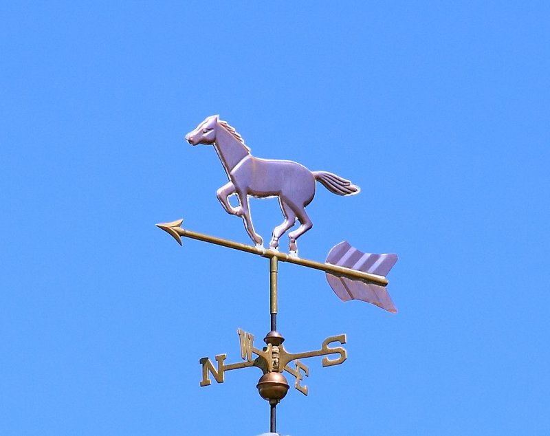 A fitting weather vane on top of the new NS depot at Burnside 