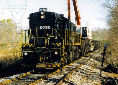 BGRR Alco #2086 on a work train at MP 17.0LL, Elkchester Ky