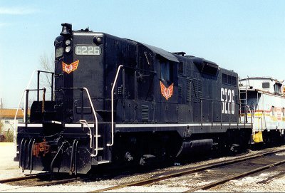 G&O 6226, a former C&O GP9, at Versailles. Ky This unit lasted all of Four weeks on the LXOH before being destroyed by fire