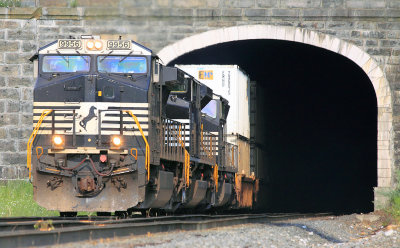 A late evening Westbounds pops out of the tunnel at Gallitzin