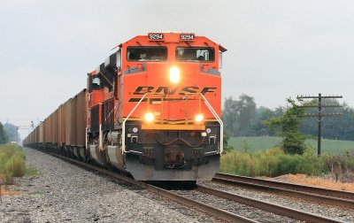 A pair of BNSF aces on a empty coal train at Waterloo 