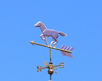 A fitting weather vane on top of the new NS depot at Burnside 