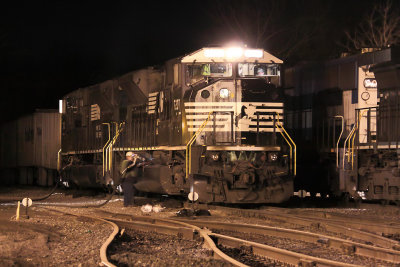 A pair of NS SD80Macs are fueld at Danville, while leading Southbound Triple Crown #251 