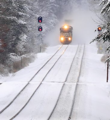 NS 215 is dropping down the last hill in Kentucky, as they approach the KY/TN state line (photographed from TN)