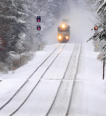 NS 215 is dropping down the last hill in Kentucky, as they approach the KY/TN state line (photographed from TN) 