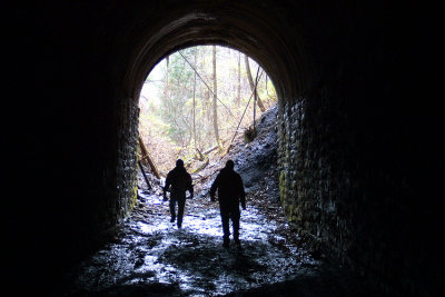 Caleb and Butch walk towards the South end of CNO&TP tunnel #9, South of Alpine KY
