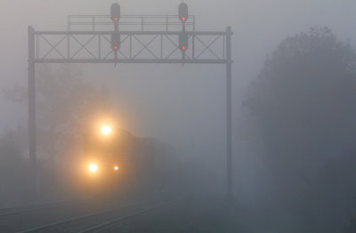 NS 216 appears through the pre-dawn fog at Gradison KY