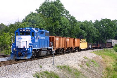 NS 99T slowly pulls down the siding at Waddy Ky