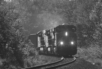 NS 733, a empty coal train, heads West out of the morning sun at South Wye.